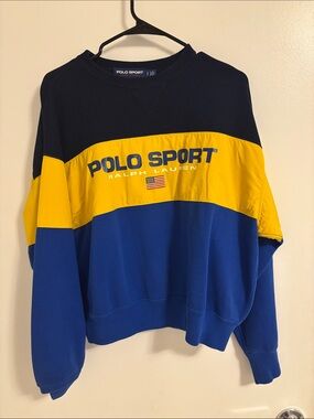 Vintage Polo Sport Crewneck Sweatshirt - Navy/Yellow/Royal